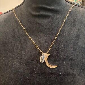 Gold-Tone Crescent Moon Charm Necklace